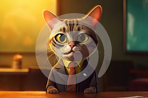 Saul as Cat in formal suit dress as breaking bad character illustration generative ai