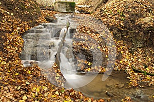 Saule waterfall in autumn day, Matkule, Latvia