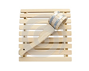 Sauna accessories on white