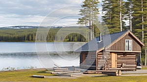 Sauna in the border of Sandsjon lake in Swedish...