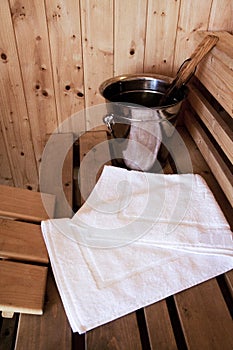 Sauna equiment with bath towel