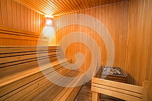 Sauna interior comfortable wooden room