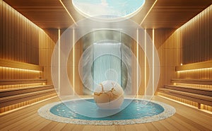 Sauna interior with luxury details