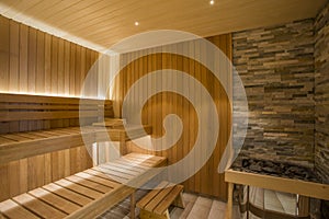 Sauna interior - Relax in a hot sauna