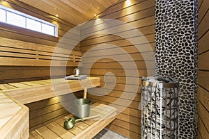 Sauna interior - Relax in a hot sauna