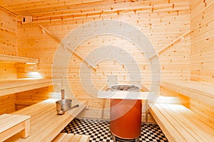 Sauna interior - Relax in a hot sauna