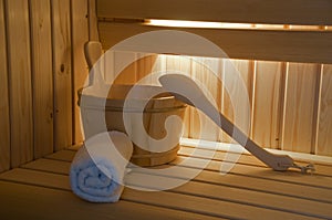 Sauna interiro with lights