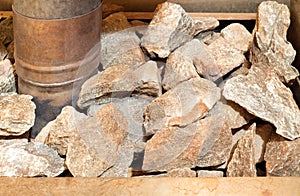 Sauna stove with stones