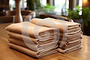 sauna towels on table for relaxation and comfort in beautiful spa interiors