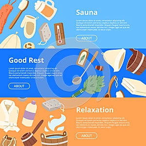 Sauna vector wooden heat spa relaxation therapy and hot steam healthcare backdrop relax therapy sign bucket bath towel