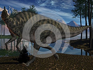 Saurolophus Angustirostris-3D Dinosaur photo
