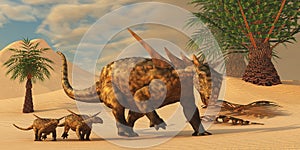 Sauropelta Dinosaur in Desert