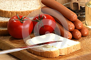 Sausage, also known as knackwurst photo