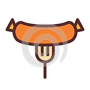 Sausage barbeque meat single isolated icon with filled line style