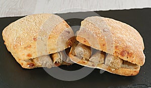 Sausage on bread cobs