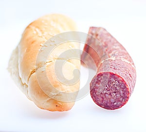Sausage and bread meat food