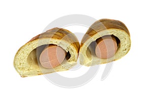 Sausage bun cut in half