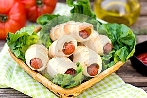 Sausage buns wrapped in dough