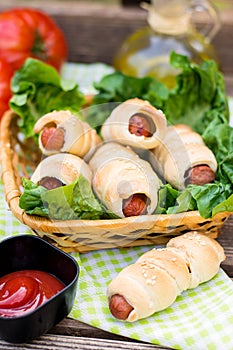 Sausage buns wrapped in dough