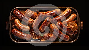 Sausage and caramelised onion tray bake