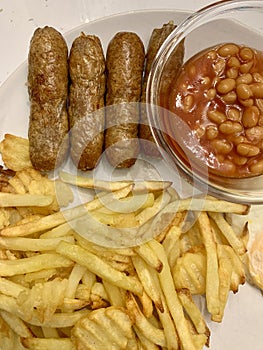 Sausage Chips and Beans