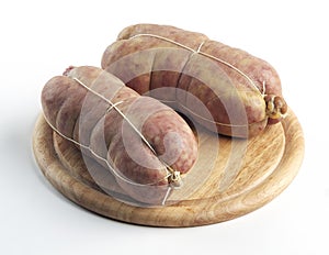 Sausage Cotechino on cutting board