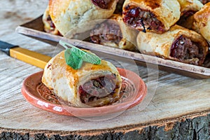 Sausage, cranberry, chestnut and sage rolls