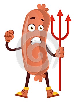 Sausage with devil spear, illustration, vector