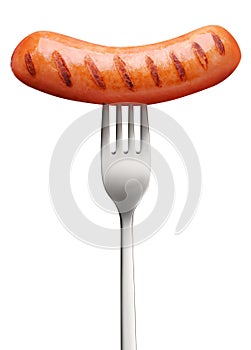 Sausage, with a fork