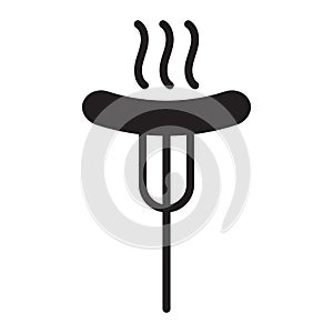 Sausage on fork. Vector illustration decorative design