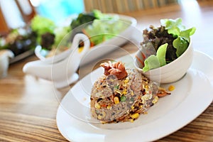 Sausage fried rice and Salad