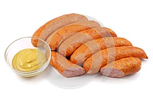 Sausage, jess, cold meats and mustard, isolated