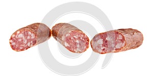 Sausage with lard isolated on white background