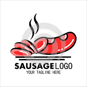 Sausage logo, illustration of food vector logo isolated white background