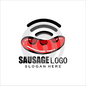 Sausage logo, illustration sausages isolated white background