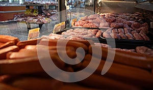 sausage in market showcase