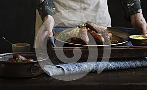 Sausage & mash food photography recipe idea