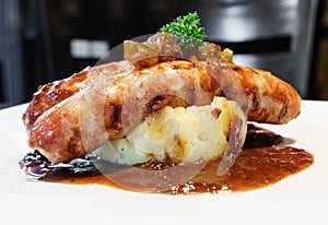 Sausage with mash potato