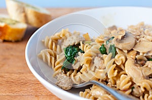 Sausage and mushroom fusilli