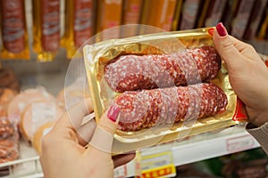 Sausage packed in a plastic bag