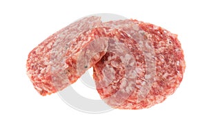 Sausage patties isolated on a white background side view photo