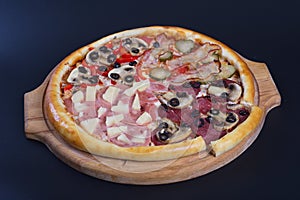 Sausage pizza,cheese and meat photo