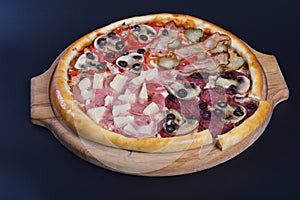 Sausage pizza,cheese and meat photo