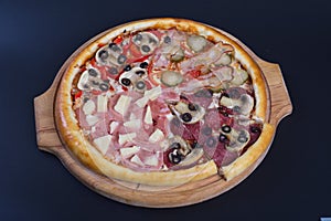 Sausage pizza,cheese and meat photo