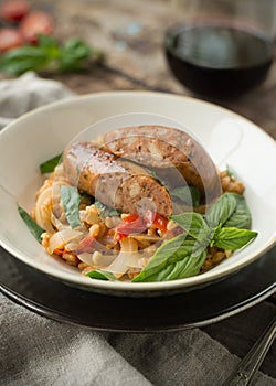 Sliced Spicy Sausage and Rice