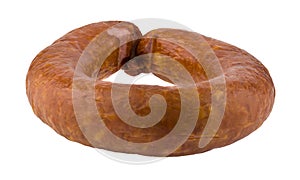 Sausage ring Isolated on a white background close-up