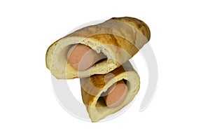 Sausage roll cut in half