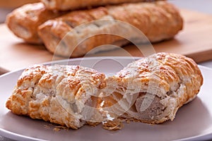 Sausage Roll on plate photo