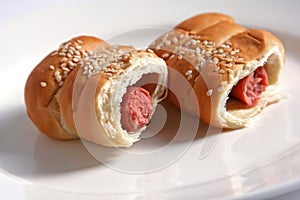 Sausage rolls in pastry