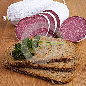 Sausage - salami, bread, parsley